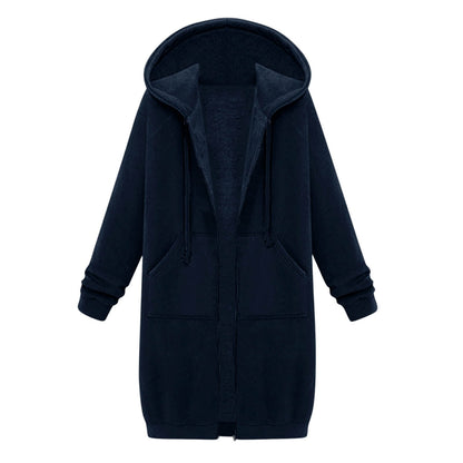 Long Hoodies for Women Zip Up Double Zipper Fleece Jacket Tunic Sweatshirts Fall Winter Fashion Clothes
