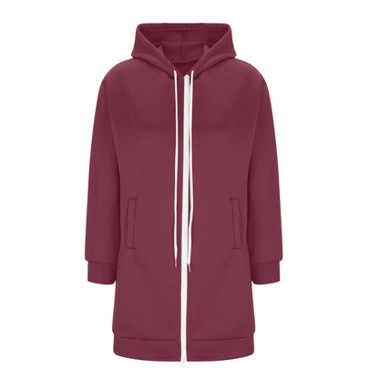 Long Hoodies for Women Zip Up Double Zipper Fleece Jacket Tunic Sweatshirts Fall Winter Fashion Clothes