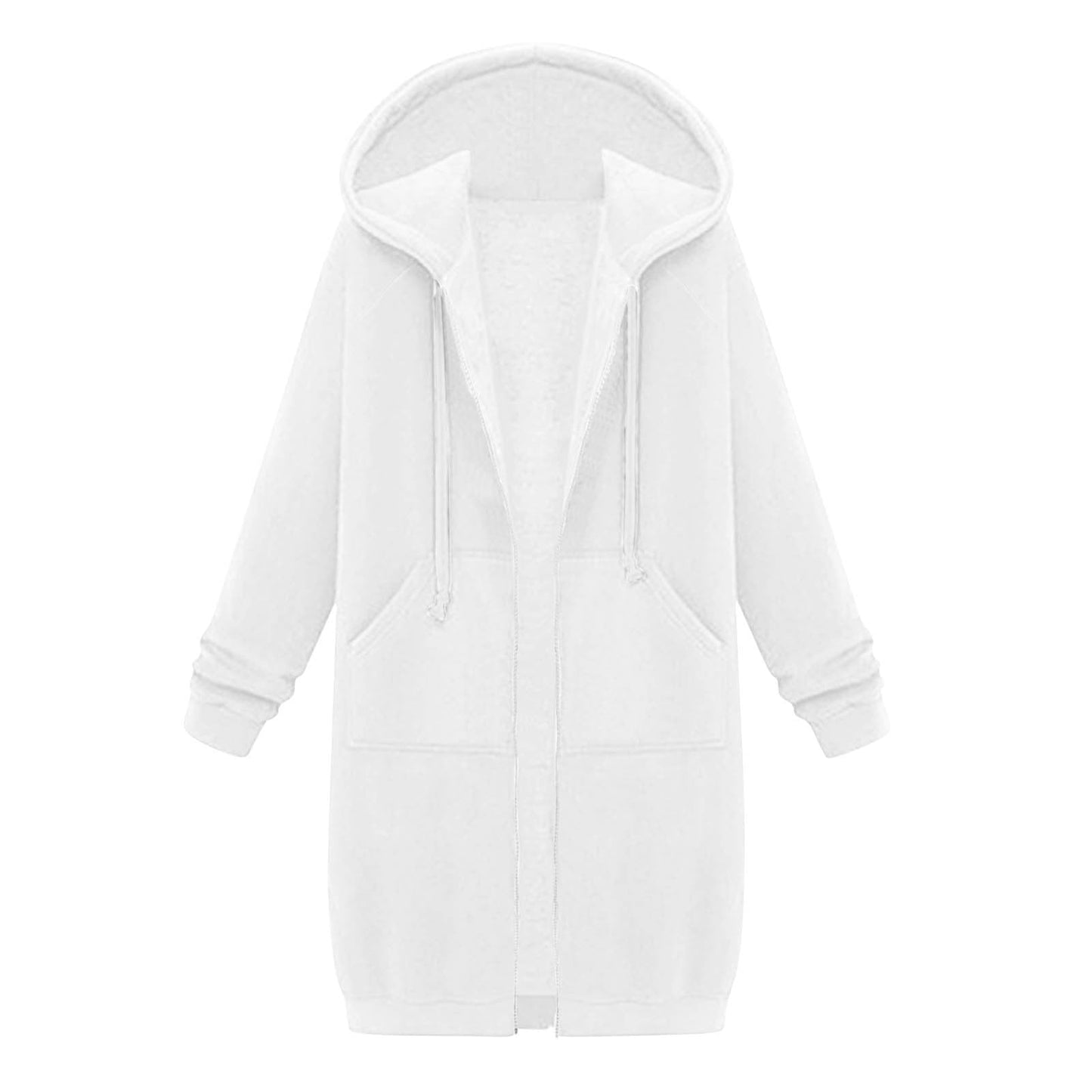 Long Hoodies for Women Zip Up Double Zipper Fleece Jacket Tunic Sweatshirts Fall Winter Fashion Clothes