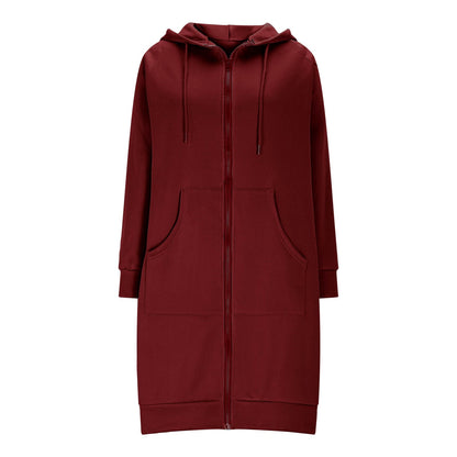 Long Hoodies for Women Zip Up Double Zipper Fleece Jacket Tunic Sweatshirts Fall Winter Fashion Clothes