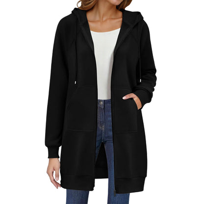 Long Hoodies for Women Zip Up Double Zipper Fleece Jacket Tunic Sweatshirts Fall Winter Fashion Clothes