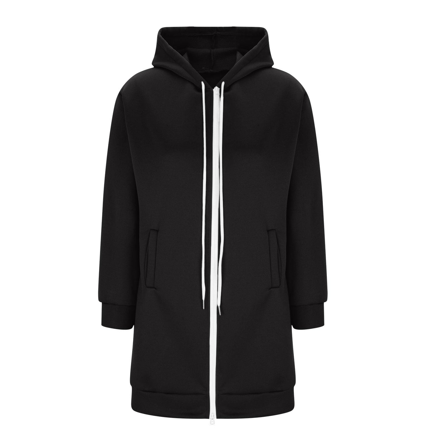 Long Hoodies for Women Zip Up Double Zipper Fleece Jacket Tunic Sweatshirts Fall Winter Fashion Clothes