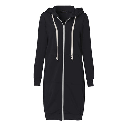 Long Hoodies for Women Zip Up Double Zipper Fleece Jacket Tunic Sweatshirts Fall Winter Fashion Clothes
