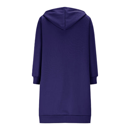 Long Hoodies for Women Zip Up Double Zipper Fleece Jacket Tunic Sweatshirts Fall Winter Fashion Clothes