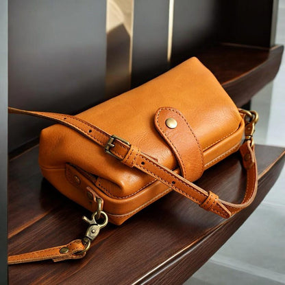 Vintage Leather Crossbody Bag - Handmade, Adjustable Strap, Perfect for Everyday