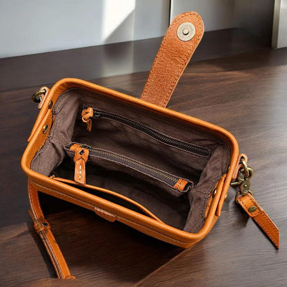 Vintage Leather Crossbody Bag - Handmade, Adjustable Strap, Perfect for Everyday