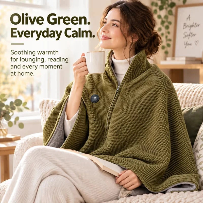 🔥🔥🔥8-Zone Heated Blanket & Wearable Shawl – 3 Heat Levels, USB Powered