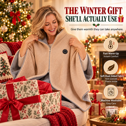 🔥🔥🔥8-Zone Heated Blanket & Wearable Shawl – 3 Heat Levels, USB Powered