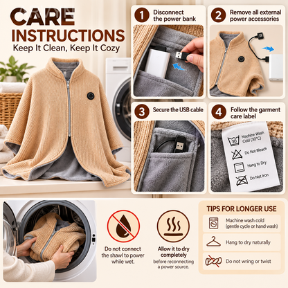 🔥🔥🔥8-Zone Heated Blanket & Wearable Shawl – 3 Heat Levels, USB Powered
