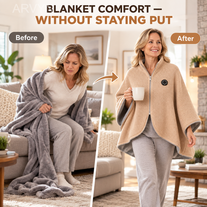🔥🔥🔥8-Zone Heated Blanket & Wearable Shawl – 3 Heat Levels, USB Powered