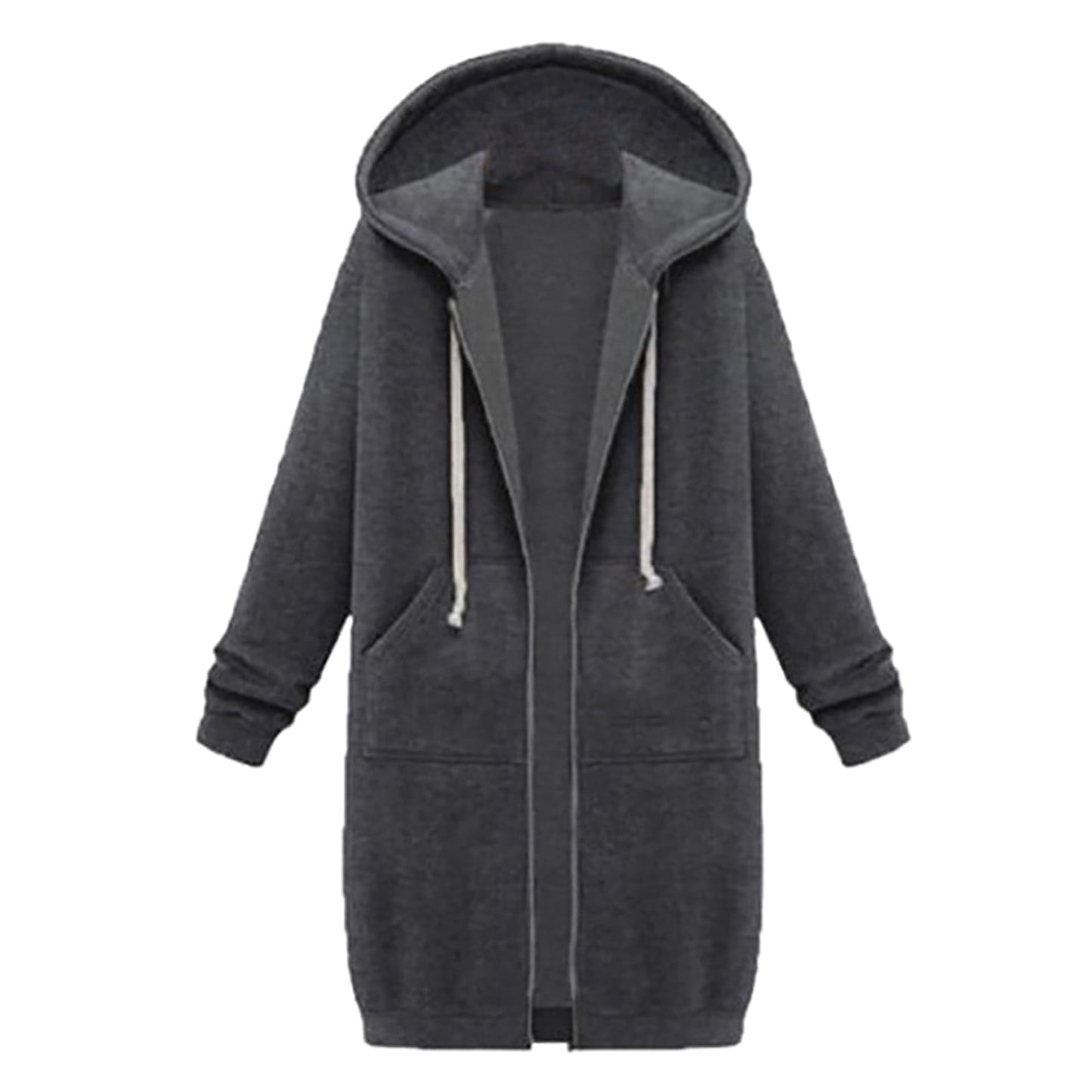Long Hoodies for Women Zip Up Double Zipper Fleece Jacket Tunic Sweatshirts Fall Winter Fashion Clothes