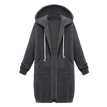 Long Hoodies for Women Zip Up Double Zipper Fleece Jacket Tunic Sweatshirts Fall Winter Fashion Clothes