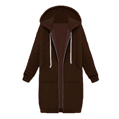Long Hoodies for Women Zip Up Double Zipper Fleece Jacket Tunic Sweatshirts Fall Winter Fashion Clothes