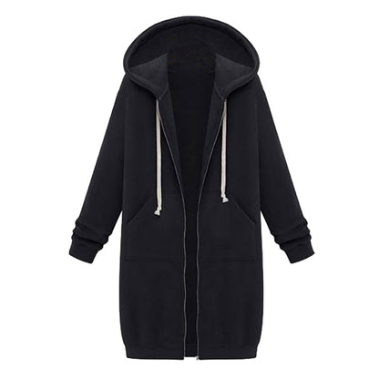 Long Hoodies for Women Zip Up Double Zipper Fleece Jacket Tunic Sweatshirts Fall Winter Fashion Clothes
